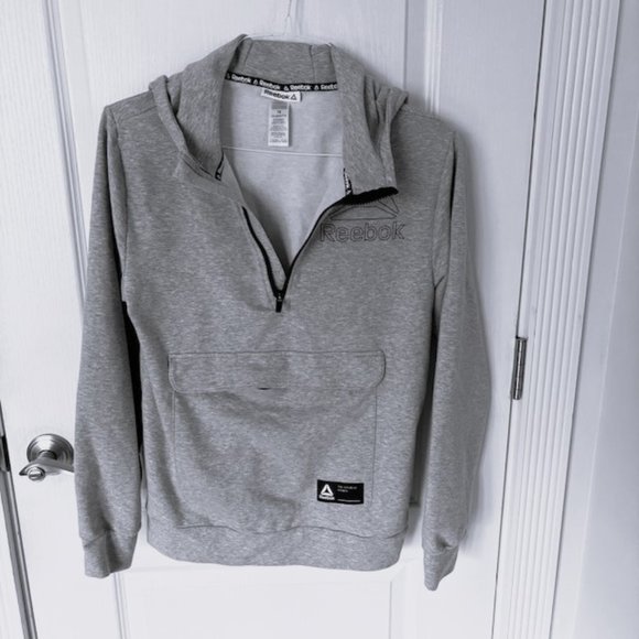 Reebok "Half-Zip" Hooded Sweatshirt, Grey, Size 18 XXL - Picture 2 of 5